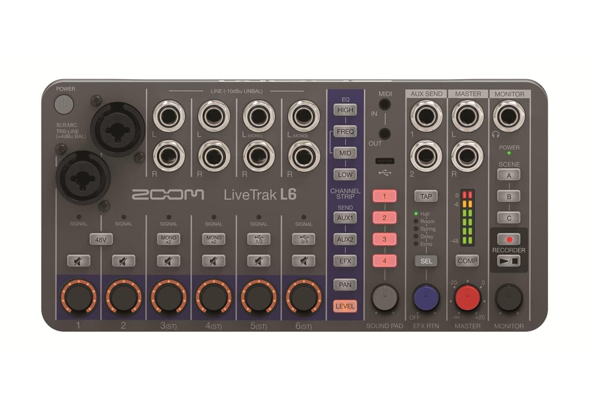 ZOOM LiveTrak L6 とERL-6 ZOOM LiveTrak L-6 portable 10-track digital mixer, multitrack